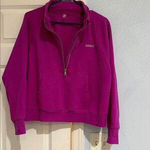 DKNY Women's Vibrant Magenta Cowl Neck Sweatshirt